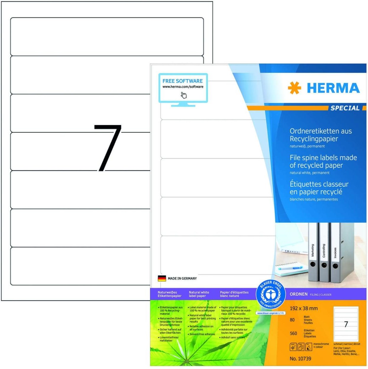 Thumbnail - HERMA Ordneretiketten 38,0 x 192,0 mm weiß