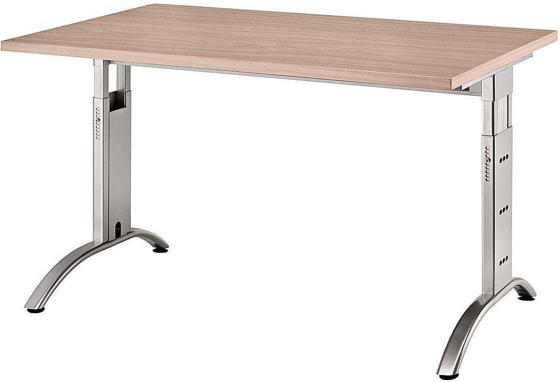 HAMMERBACHER VFS12/N/S höhenverstellbarer Schreibtisch 65 - 85 cm nussbaum / silber