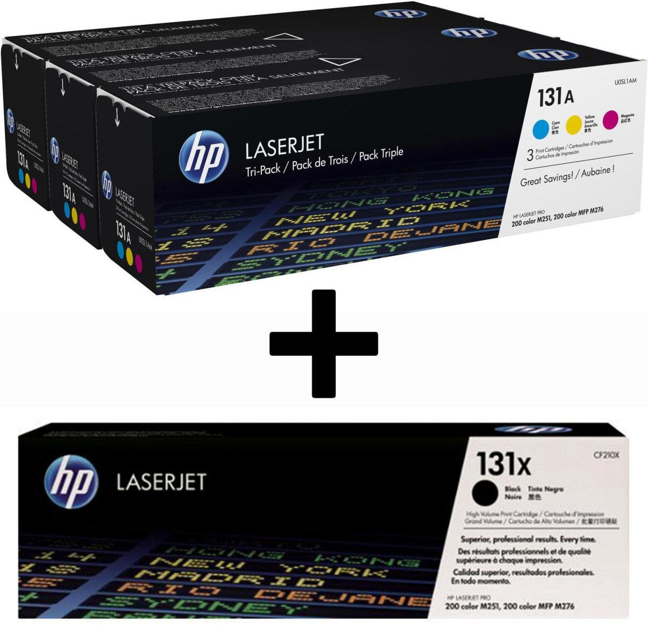 HP Original 131A Toner 4er Set schwarz hohe Kapazität, cyan, magenta, gelb