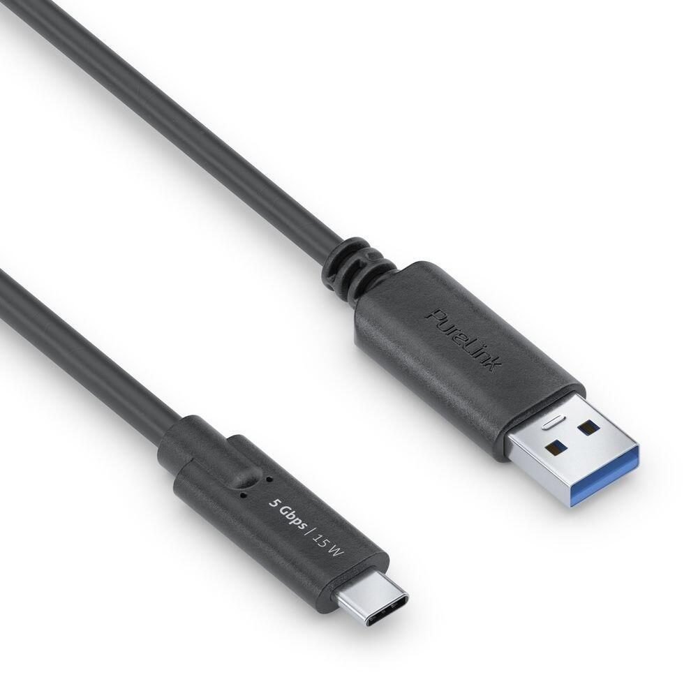 Thumbnail - PureLink USB-C auf USB-A Kabel - 3.1 Gen 1, 3A/5V/15W, 5G - iSerie - schwarz - 0,50m