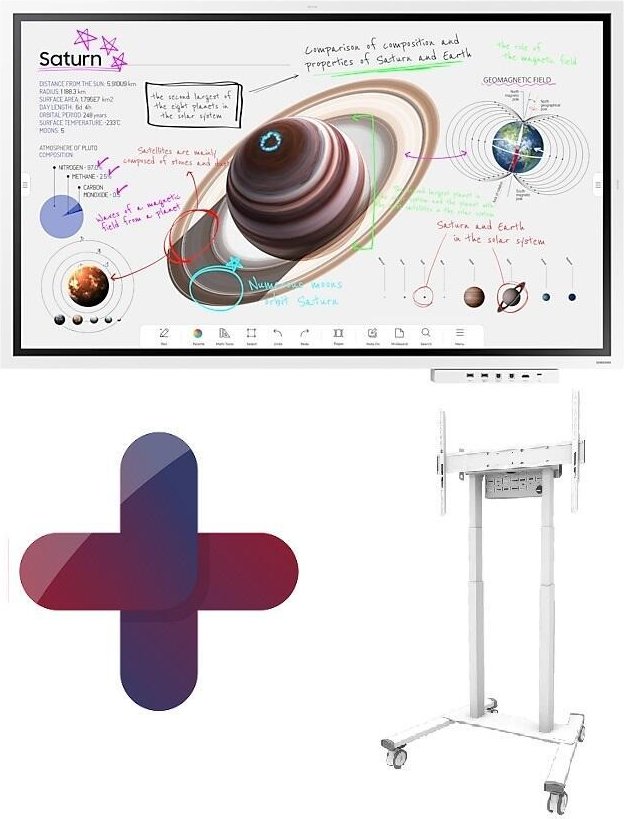 Samsung Flip Pro WM55B Flipchart 138,7 cm 55 Zoll inkl. Neomounts FL55-875WH1 motorisierter Rollwagen & Tray CY-TF65BBC