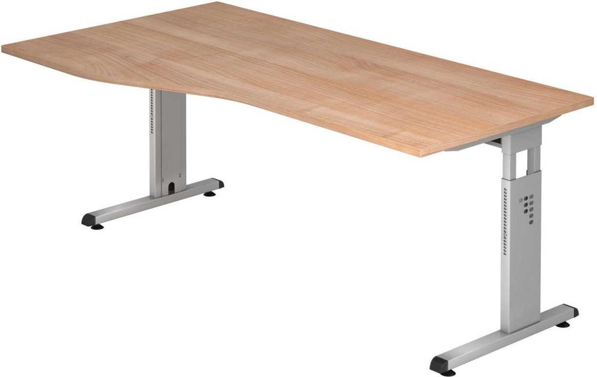 HAMMERBACHER VOS18/N/S höhenverstellbarer Schreibtisch 65 - 85 cm nussbaum / silber