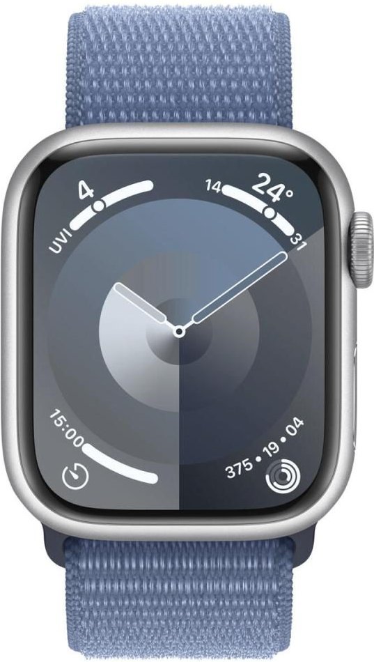 Apple Watch Series 9 (GPS + Cellular) 41mm Aluminiumgehäuse silber, Sportband sturmblau Loop