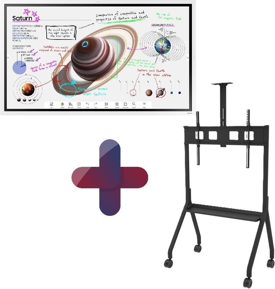 Thumbnail - Samsung Flip Pro WM75B Flipchart 190,5 cm 75 Zoll inkl. Peerless-AV Paramount PR565 mobiler Rollwagen