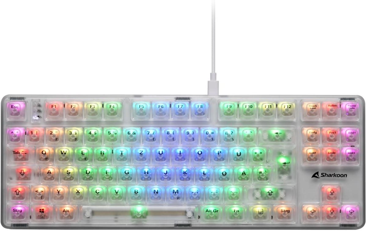 Sharkoon Crystal Shark mechanische Gaming-Tastatur, weiß