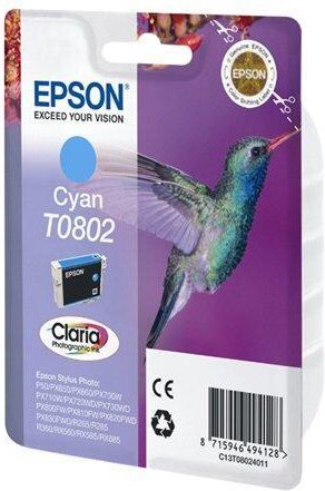 Epson Original T0802 Kolibri Druckerpatrone cyan 460 Seiten 7ml (C13T08034011)