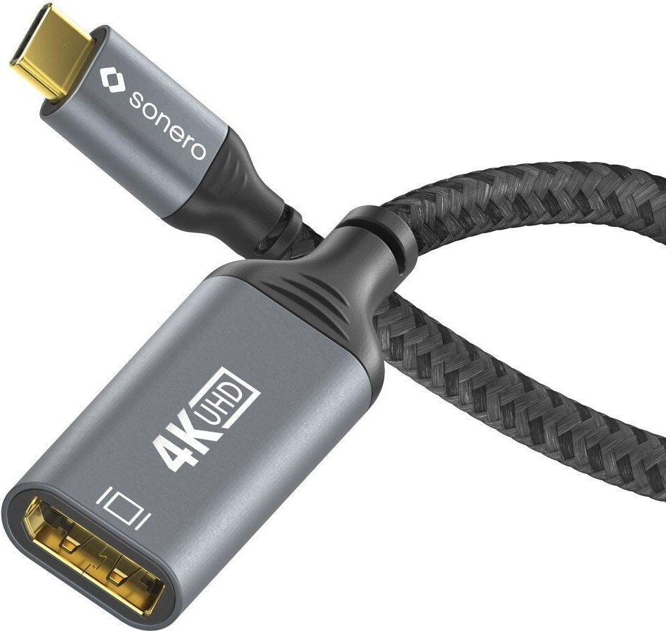 Thumbnail - Sonero USB-C auf DisplayPort Adapter - 4K60, 21,6Gbps - grau/schwarz - 0,10m