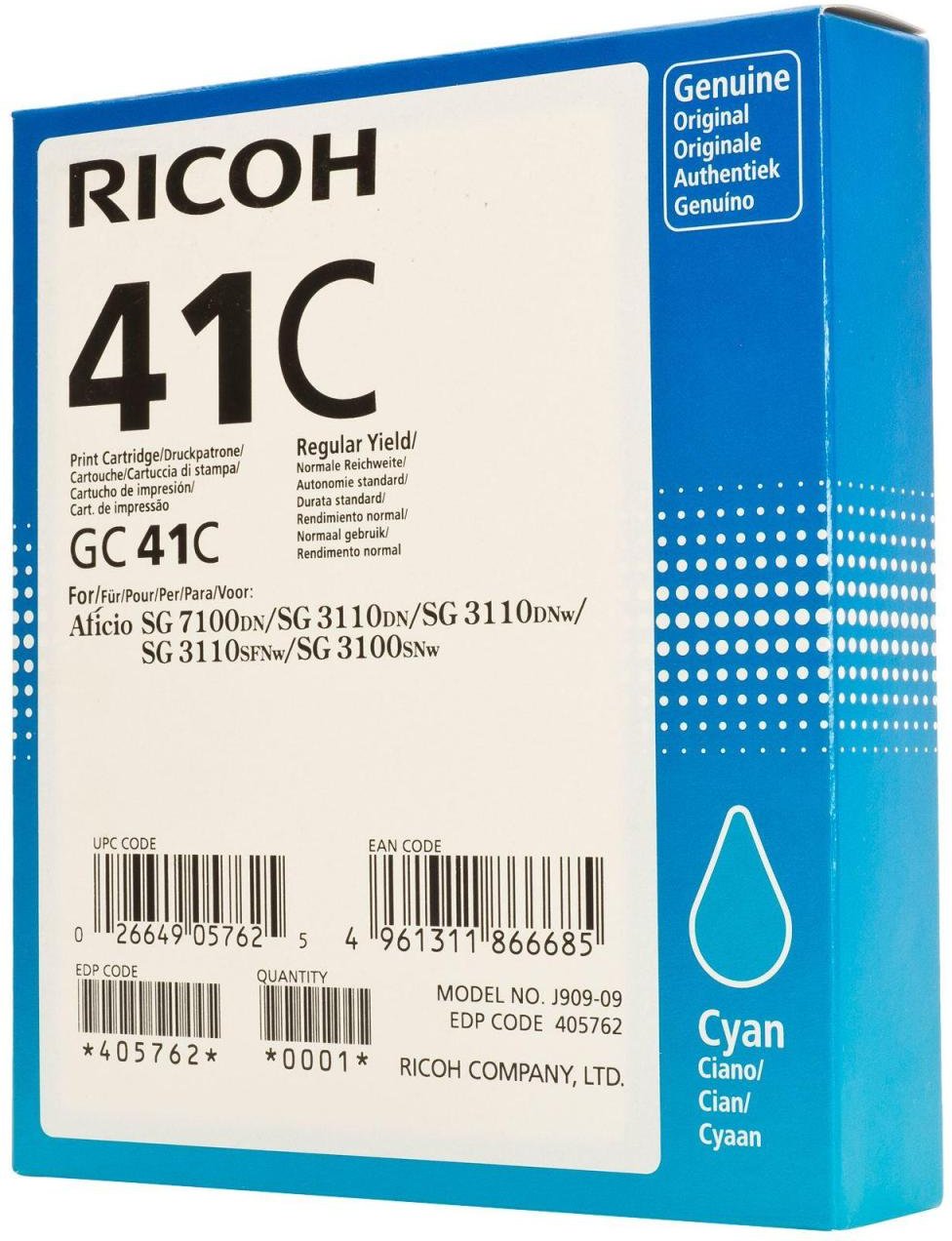 Ricoh Original Type GC 41C Druckerpatrone - cyan (405762)
