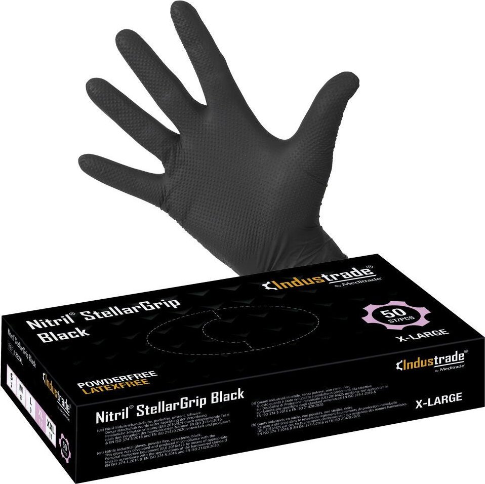 Industrade® Einmalhandschuhe Nitril® StellarGrip Black XL schwarz