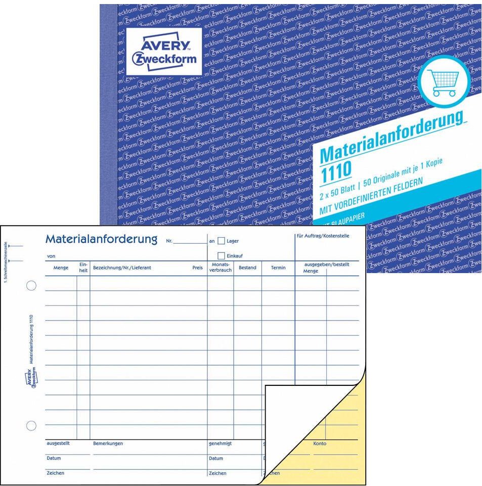 Thumbnail - AVERY Zweckform Formularbuch Materialanforderung DIN A5 quer 2x 50 Seiten