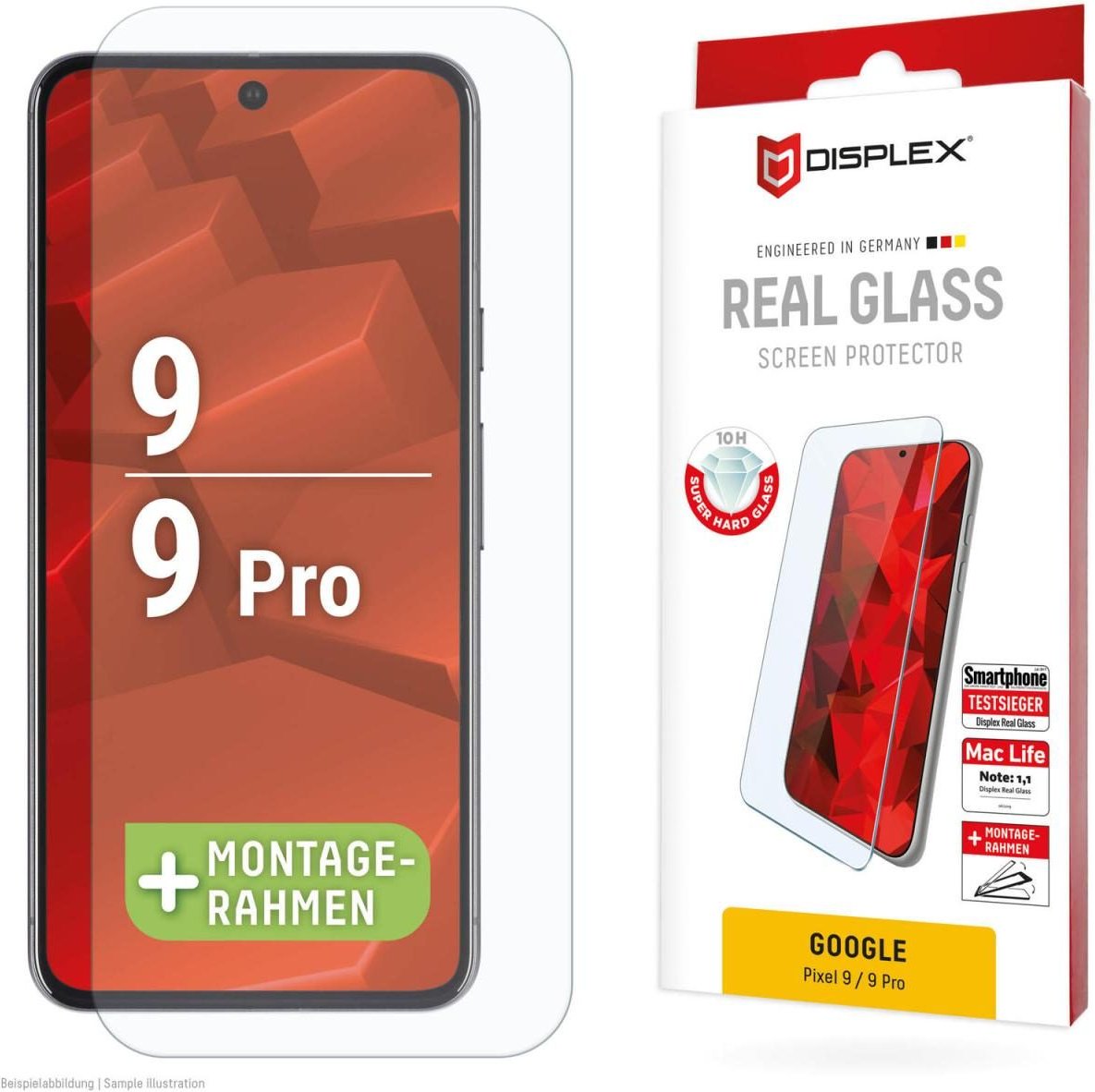 Thumbnail - DISPLEX Panzerglas 2D/ Clear (10H) für Google Pixel 9 / Pixel 9 Pro