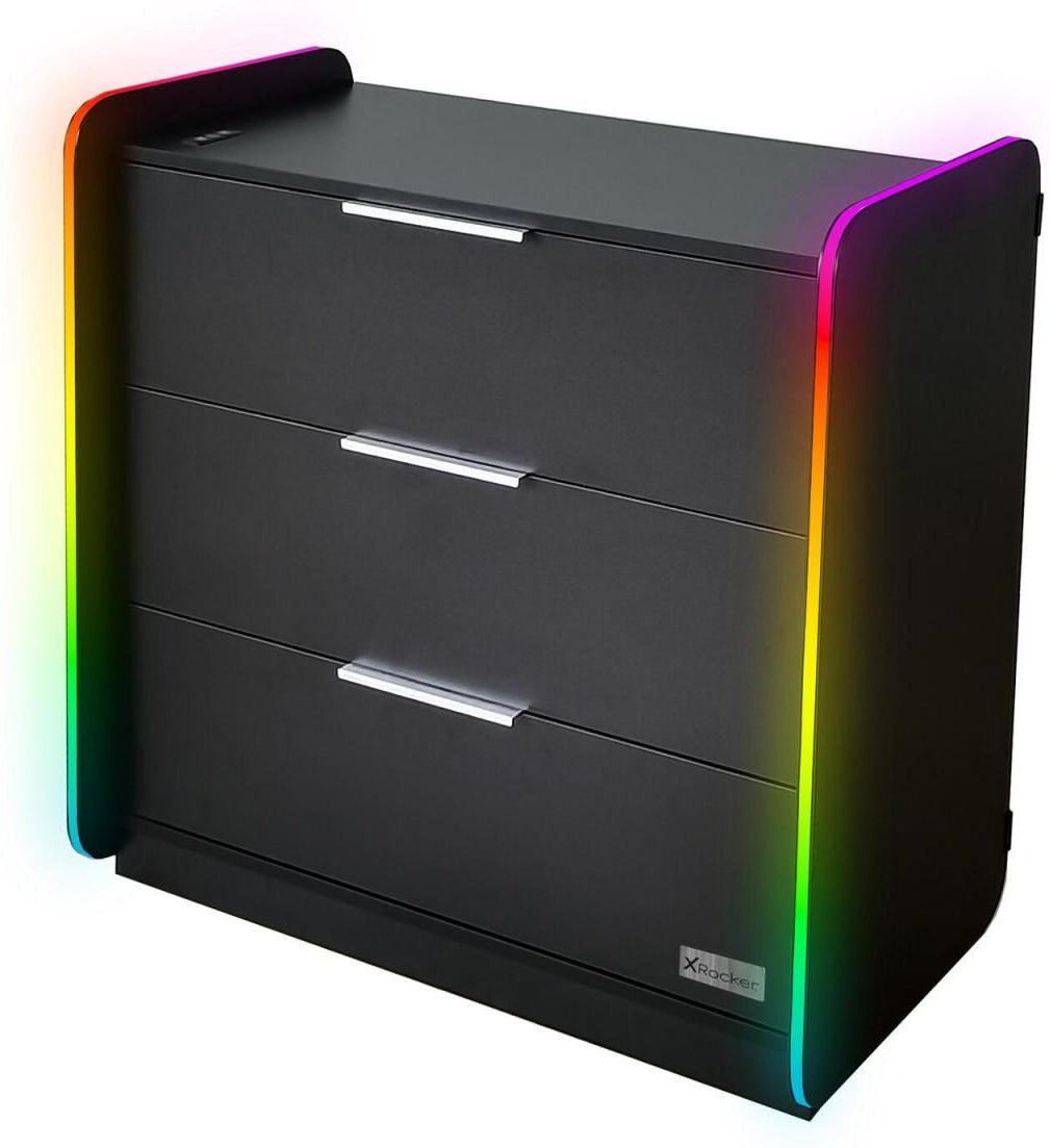 X Rocker Electra Gaming-Kommode mit 3 Schubladen und RGB-Beleuchtung - schwarz