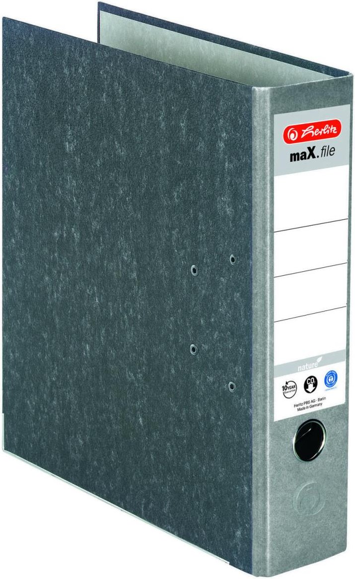 Thumbnail - herlitz Ordner Rückenbreite 8 cm DIN A4 Karton grau marmoriert