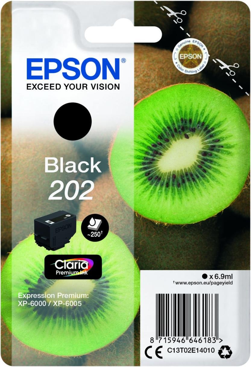 Epson Original 202 Kiwi Druckerpatrone schwarz 250 Seiten 6,9ml (C13T02E14010)