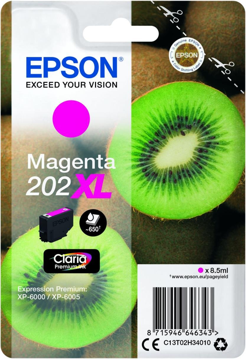 Epson Original 202XL Kiwi Druckerpatrone magenta 650 Seiten 8,5ml (C13T02H34010)