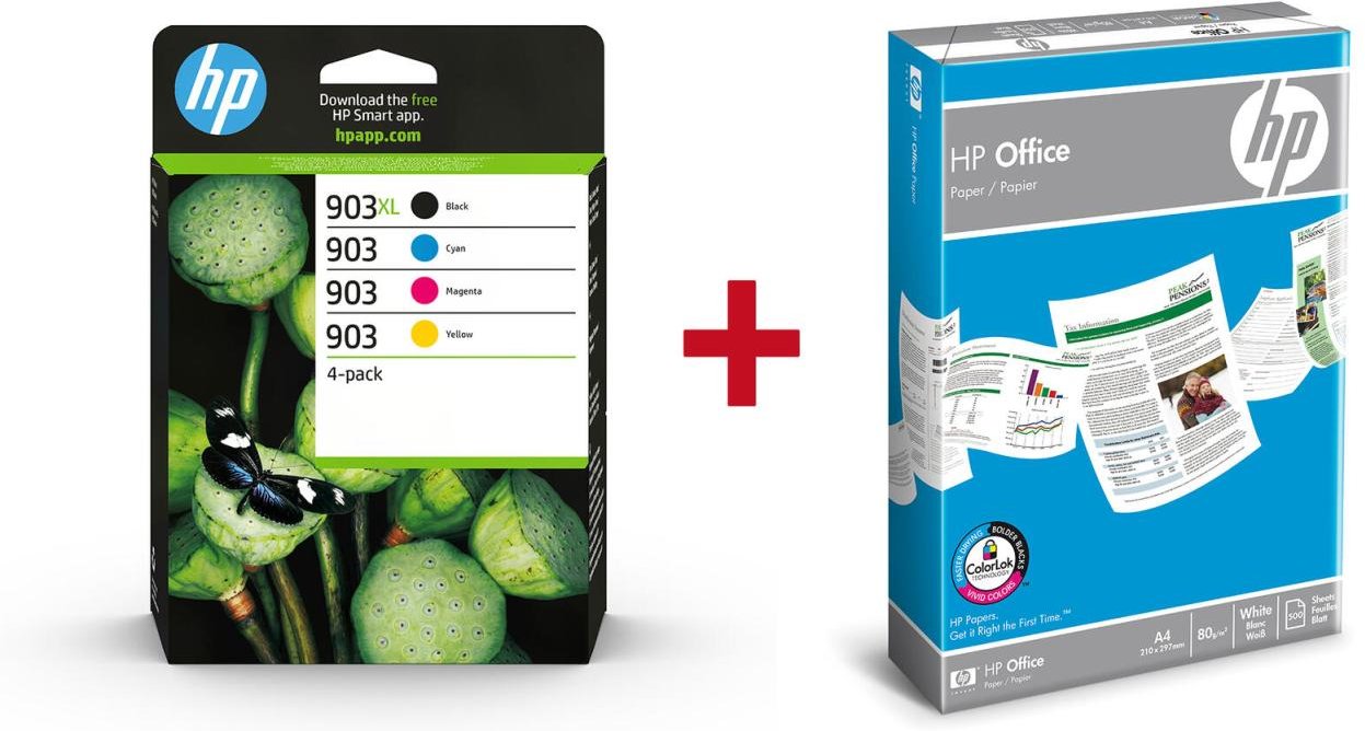 Druckerpatronen Bundle mit HP Original 903XL Multipack + 500 Blatt HP Kopierpapier