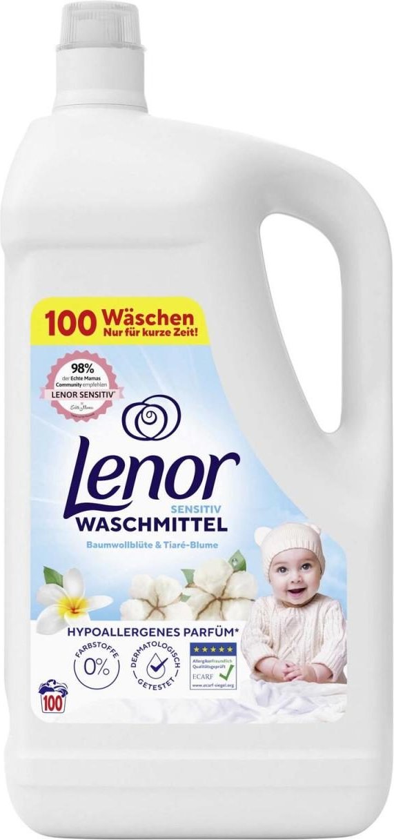 Lenor Waschmittel Sensitiv Baumwollblüte & Tiaré-Blume 5,0 l