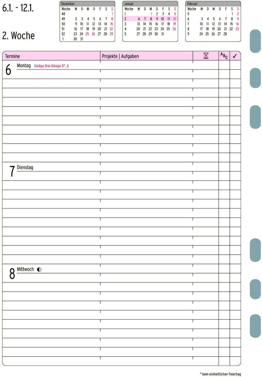 CHRONOPLAN Kalendereinlage 2024 A5 Wochenplan