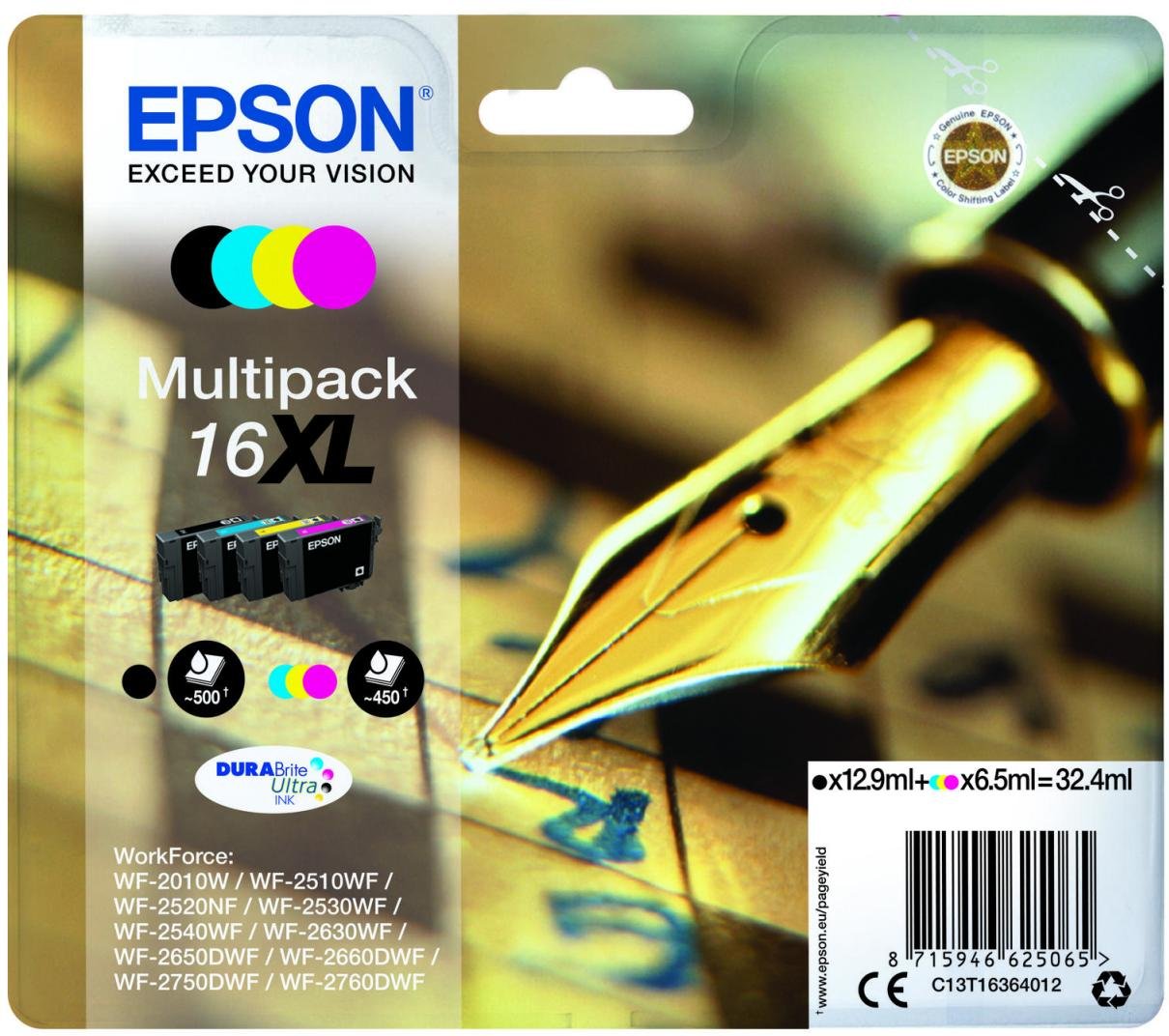 Epson Original 16XL Füller Druckerpatronen - 4er Multipack (C13T16364012)