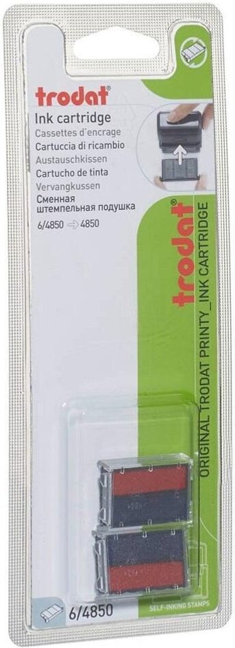 Thumbnail - trodat Ersatzstempelkissen 6/4850 2,5 x 0,5 cm blau/rot - 2 Stück