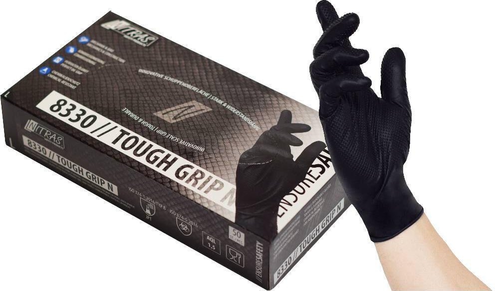 NITRAS® Einmalhandschuhe TOUGH GRIP N M schwarz