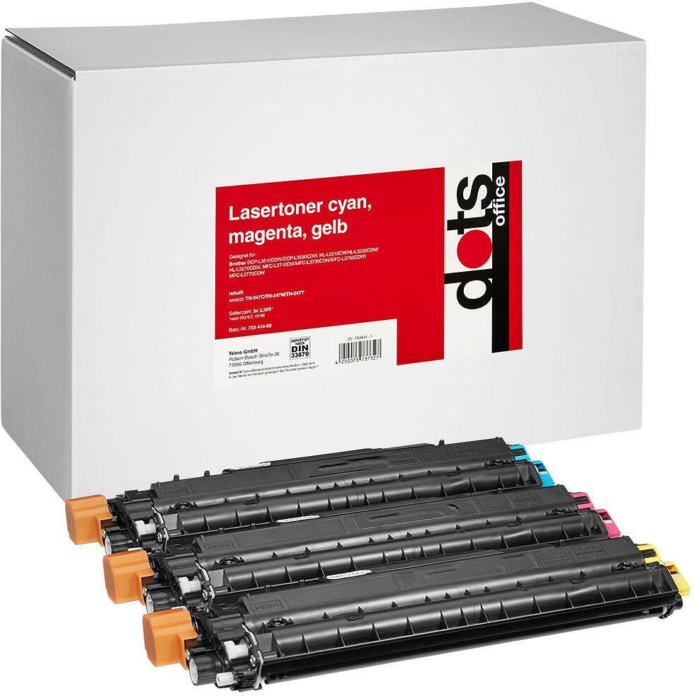 dots Toner kompatibel zu brother TN-247C/M/Y, 3er-Set cyan, magenta, gelb