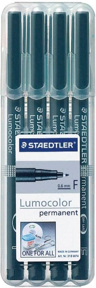 STAEDTLER Lumocolor Folienstift 0,6 mm permanent 4er Etui - schwarz