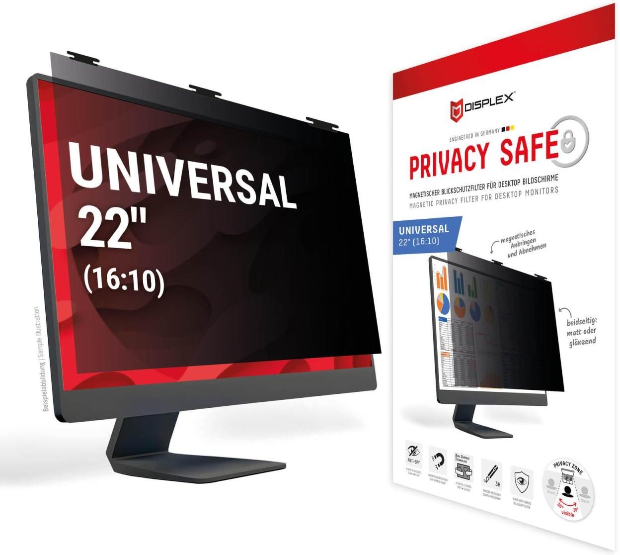 Thumbnail - DISPLEX PRIVACY SAFE Blickschutzfilter für Desktop Monitor 22'' (16:10)