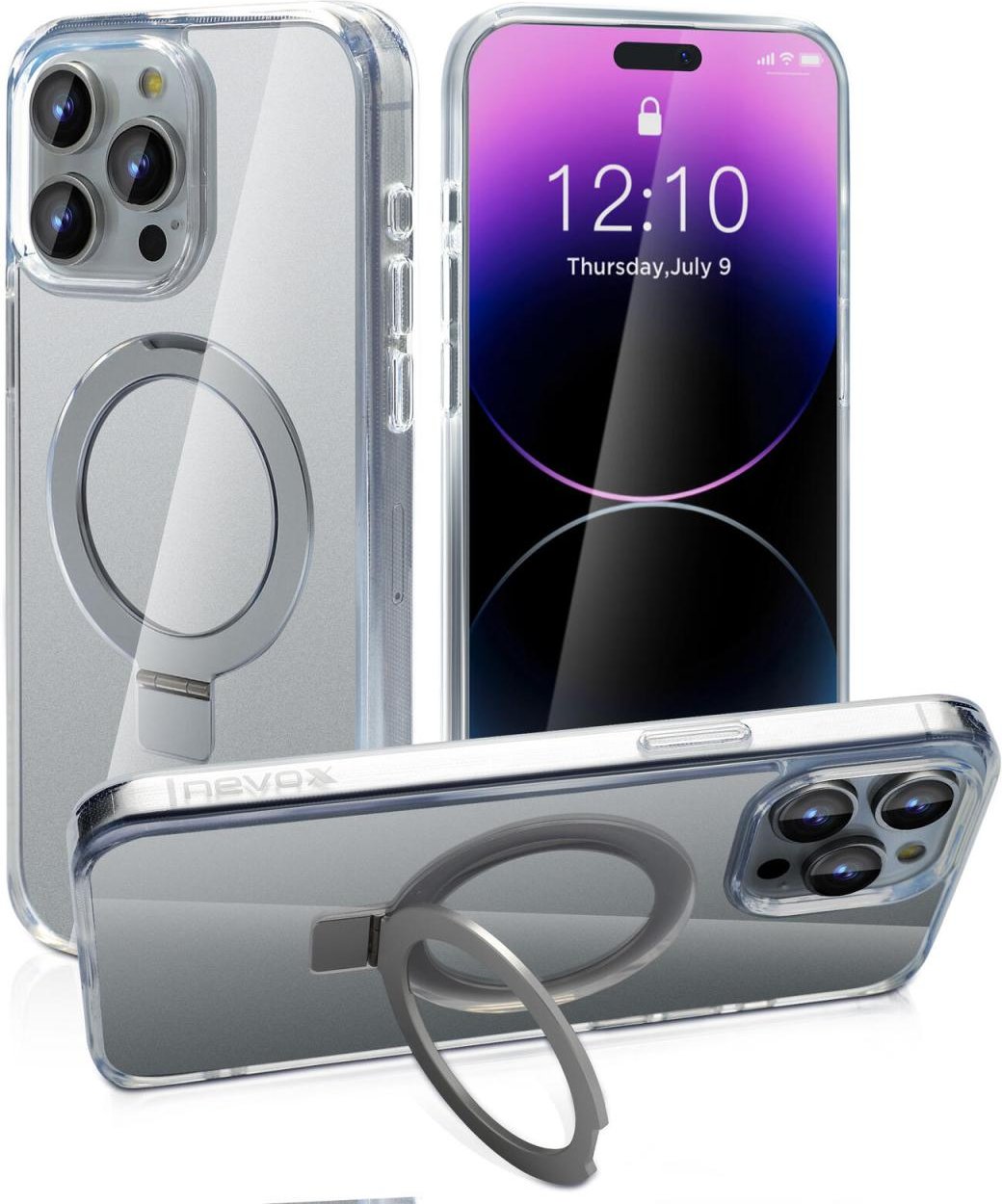 nevox StyleShell SHOCKFlex Stand für iPhone 15 Pro Max - Transparent