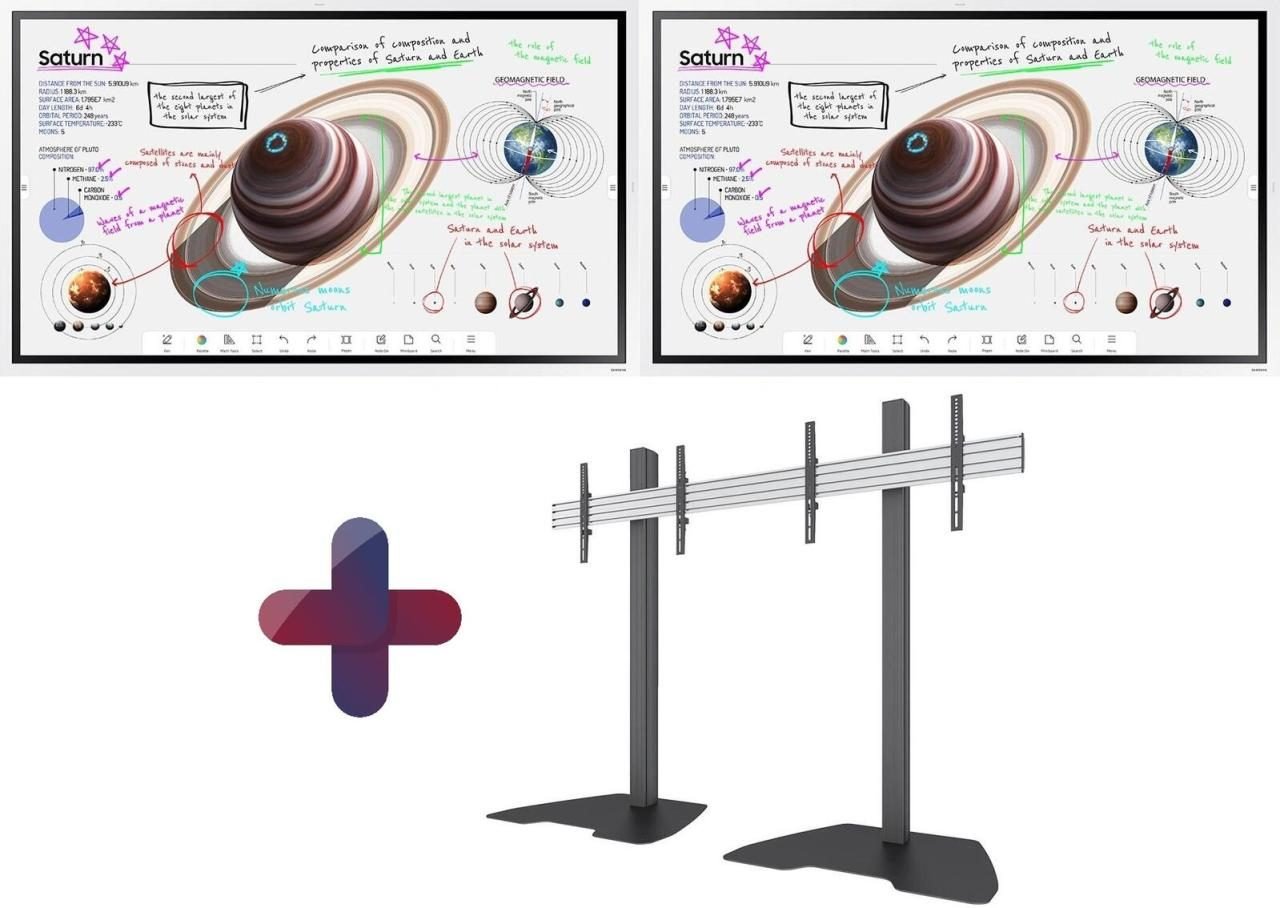 Samsung Flip Pro 2x WM55B Flipchart 138,7 cm 55 Zoll inkl. Neomounts Pro NMPRO-S21 Dual Standfuß