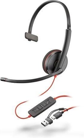 Thumbnail - Poly Blackwire 3210 Monaurales USB-C Headset + USB-C/A-Adapter