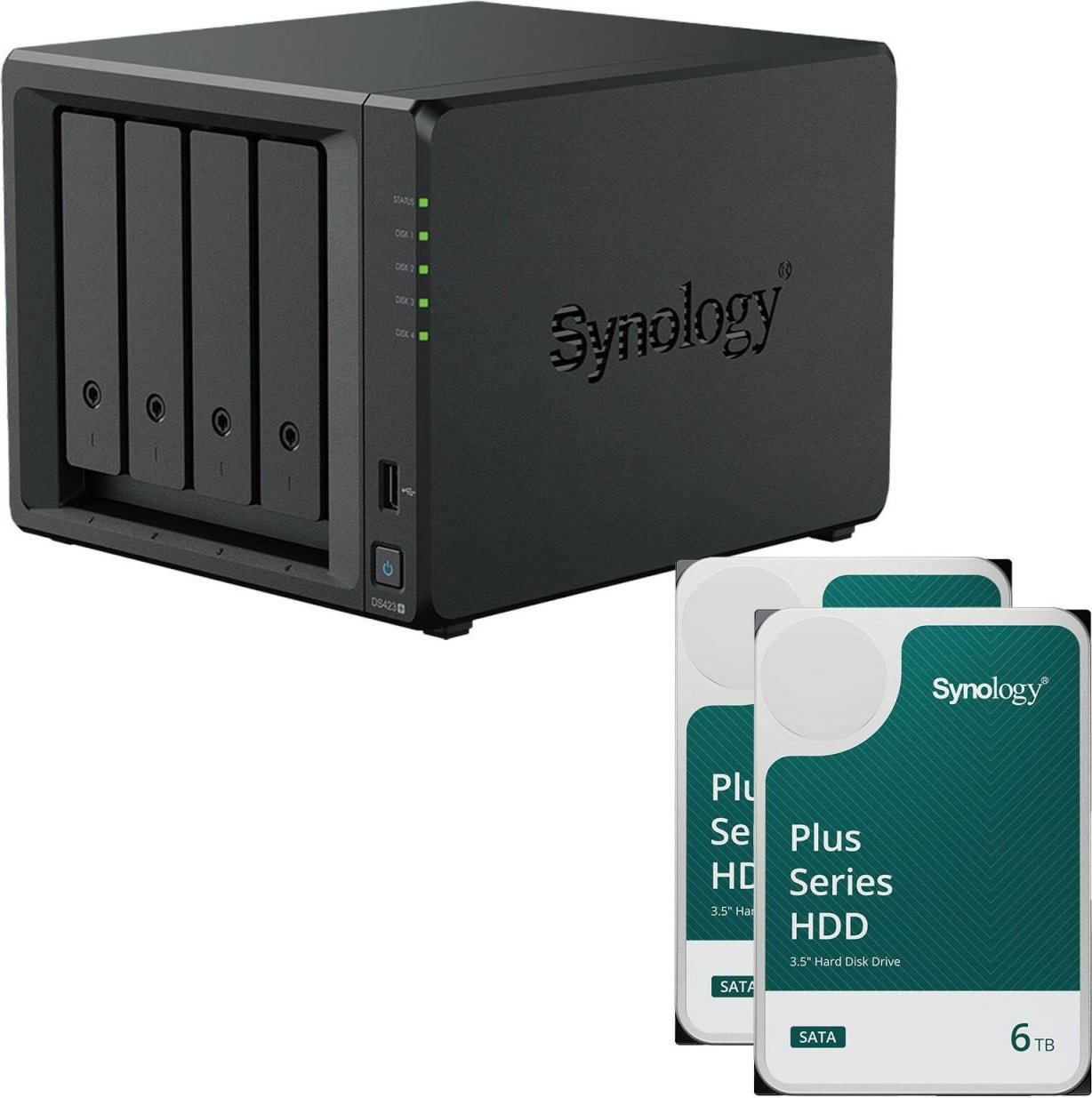 Synology DiskStation DS423+ 4 Einschübe NAS-Server Leergehäuse (DS423+) + 12 TB Synology Plus (2x 6TB)
