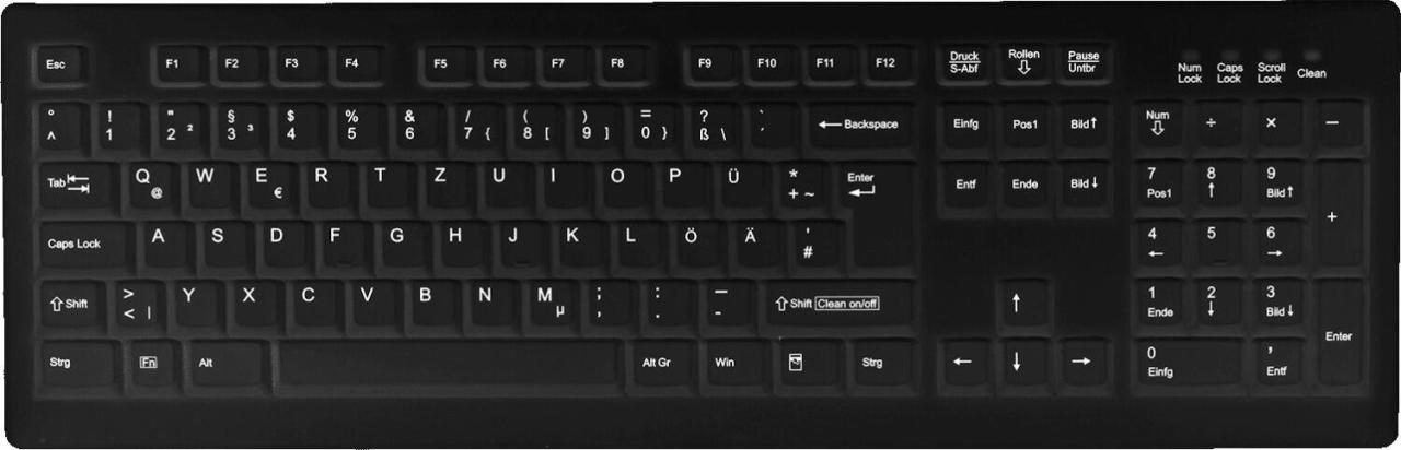 Active Key desinfizierbare Hygiene-Tastatur - Schwarz