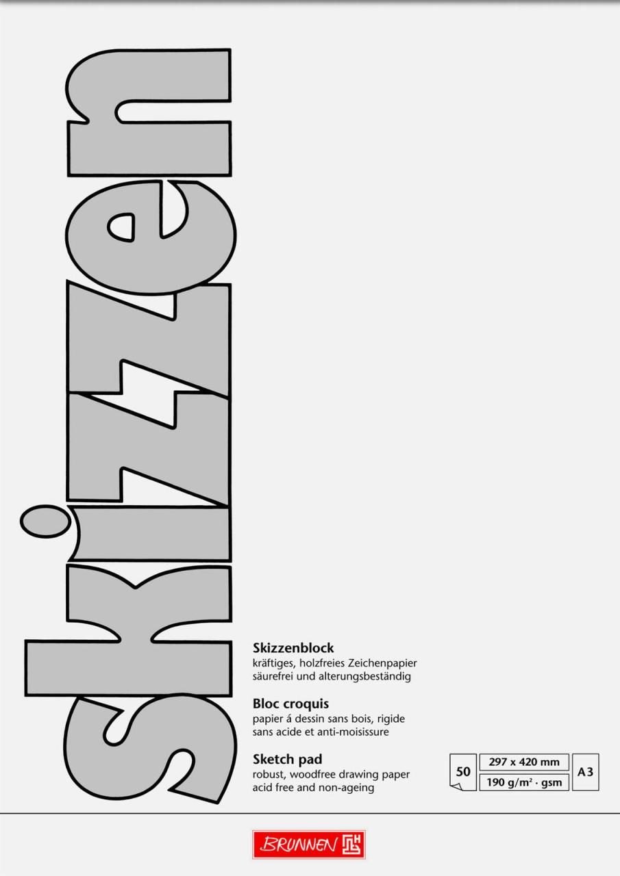 BRUNNEN Skizzenblöcke DIN A3, 50 Blatt