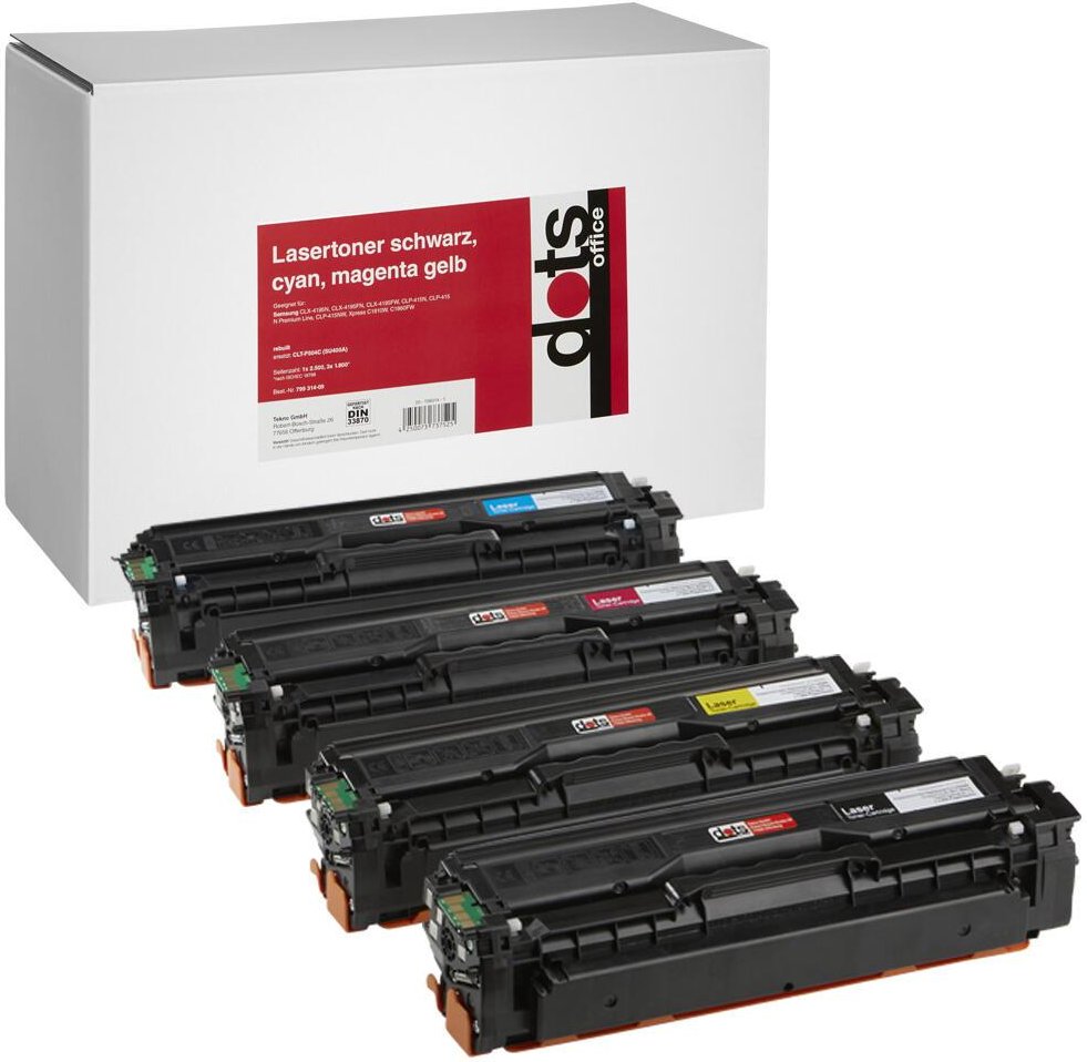 dots Toner kompatibel zu SAMSUNG CLT-P504C (SU400A), 4er-Set schwarz, cyan, magenta, gelb