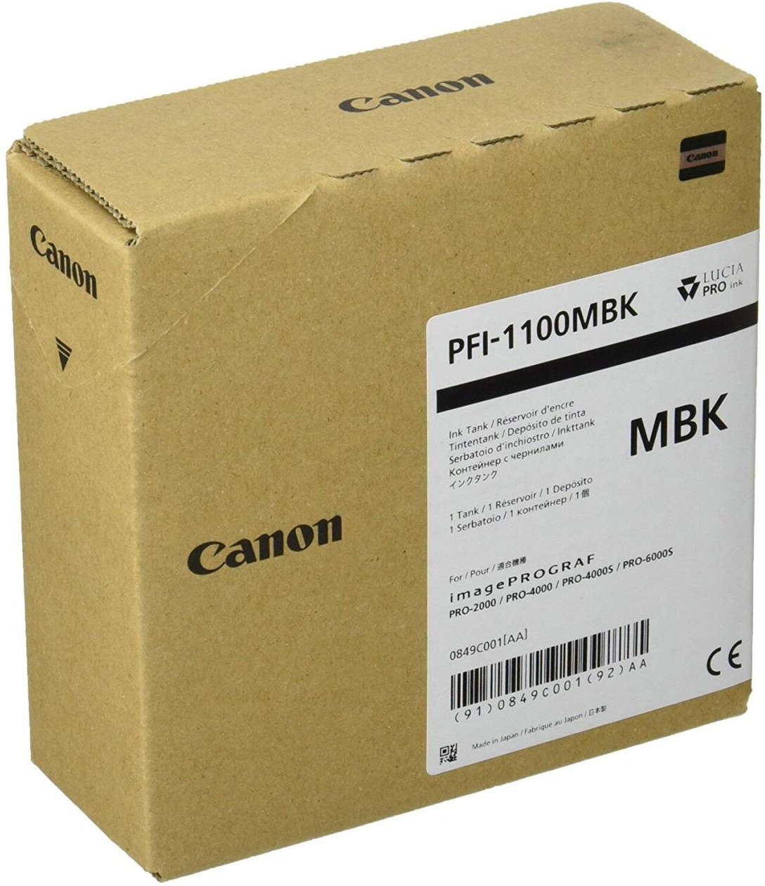Canon Original PFI-1100MBK Druckerpatrone - mattschwarz (0849C001AA)