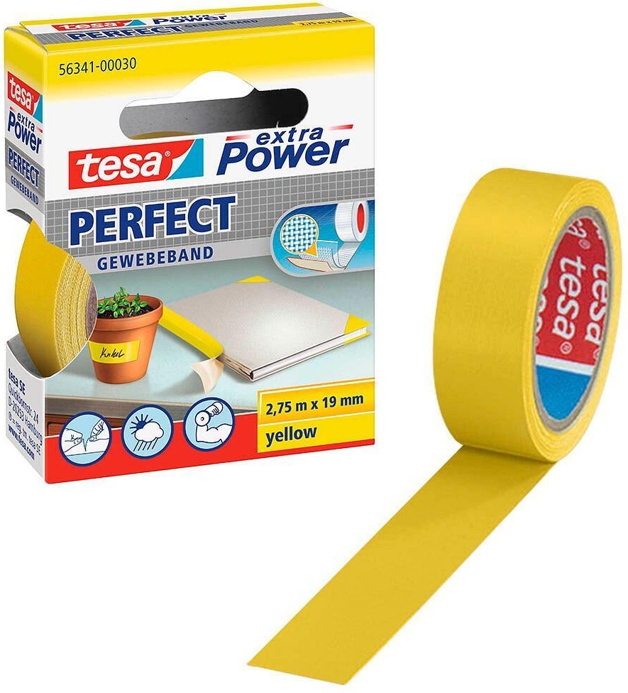 Thumbnail - tesa Gewebebänder extra Power Perfect 19 mm x 2.75 m gelb