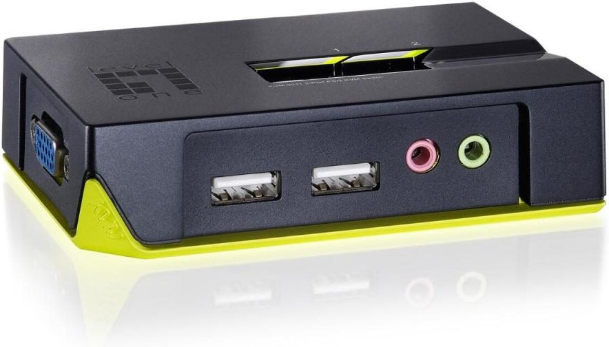 LevelOne KVM-0221 2-Port USB VGA KVM Switch, audio support