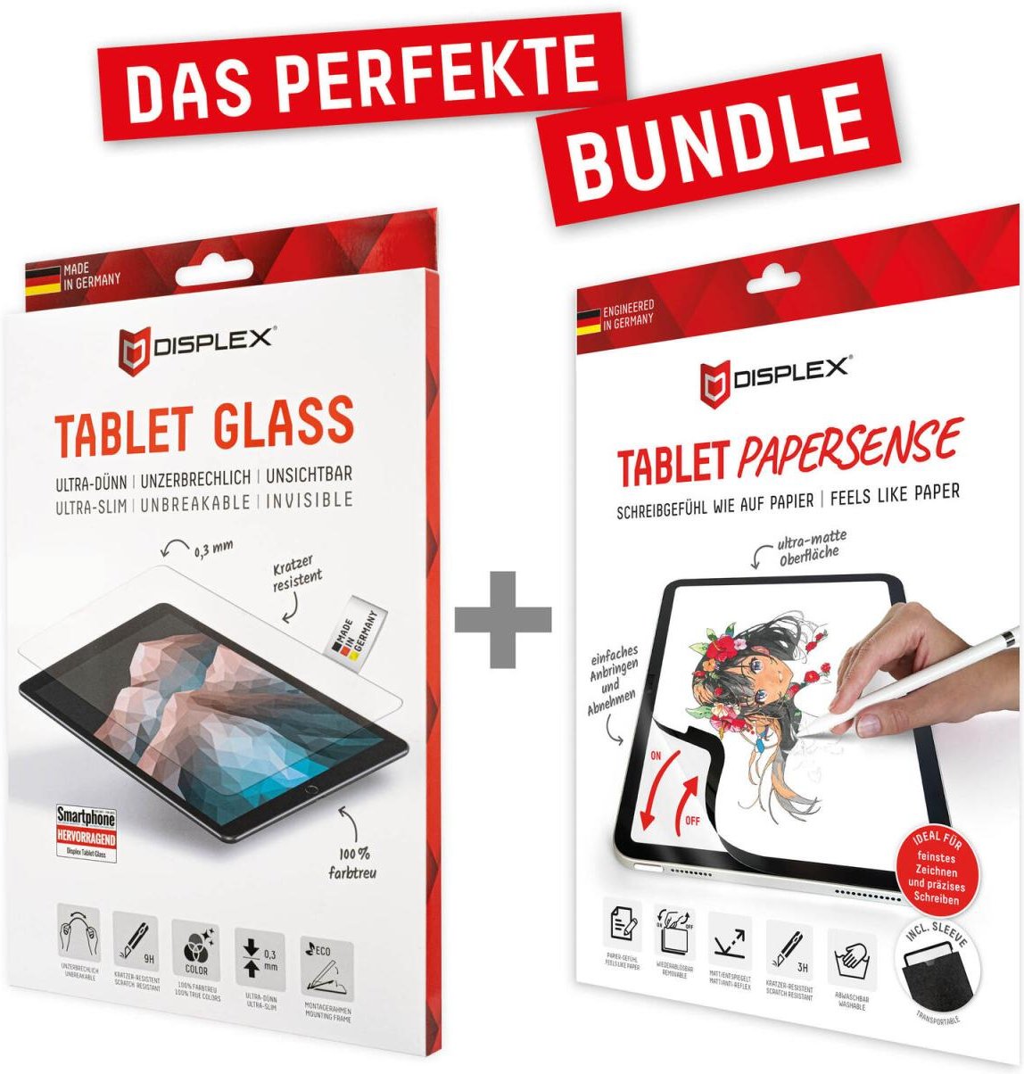 DISPLEX Tablet Glass (9H) & PaperSense Schreib- und Zeichenfolie für iPad 10,9'' (10. Generation)