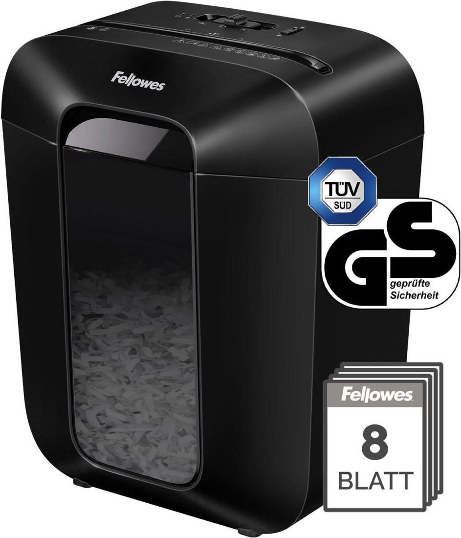 Fellowes Powershred LX45 Aktenvernichter mit Partikelschnitt bis 8 Blatt schwarz