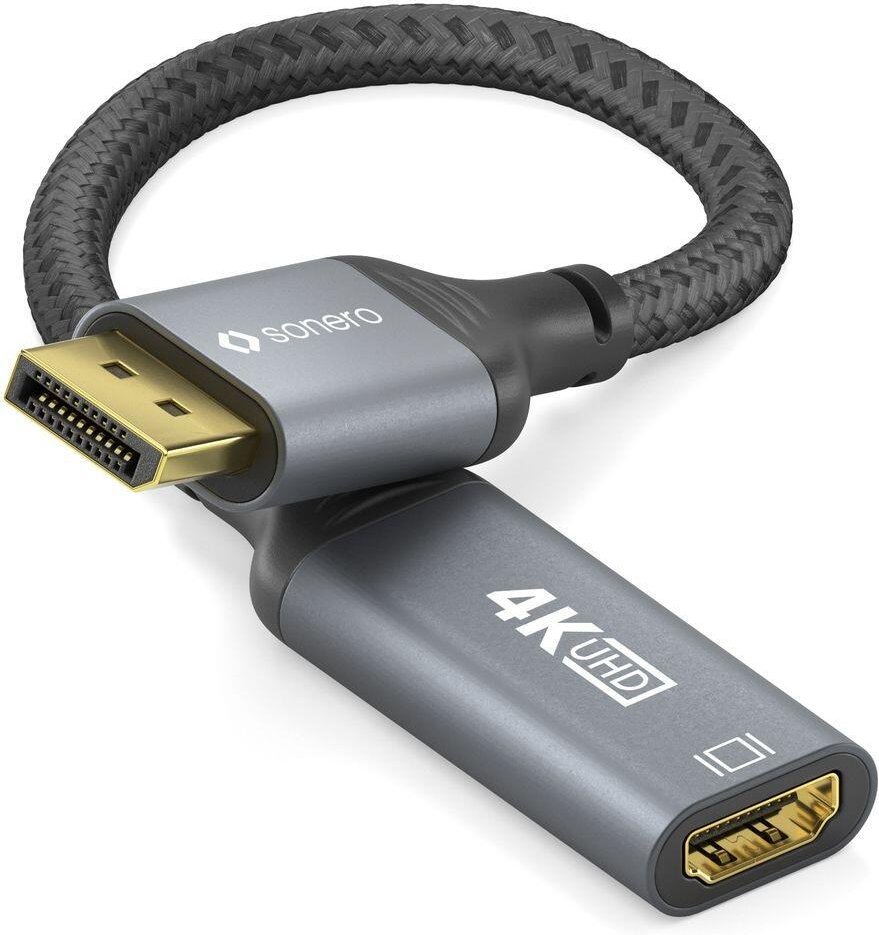 Sonero DisplayPort auf HDMI Adapter - 4K60 - grau/schwarz - 0,10m