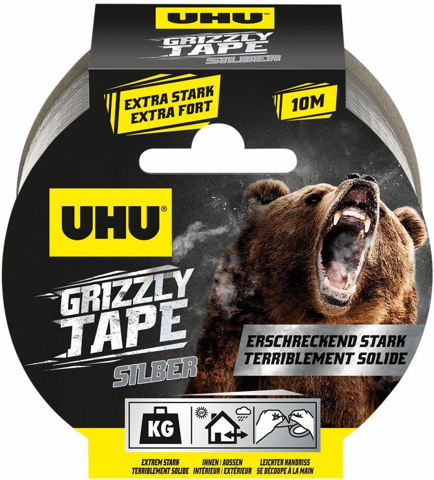 Thumbnail - UHU Gewebebänder Grizzly Tape 49 mm x 10 m silber