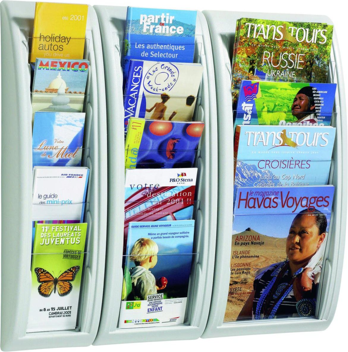 PAPERFLOW Kompakt Wandprospekthalter DIN A4 hoch 4-Fach silber