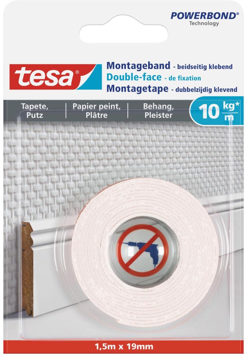 Thumbnail - tesa doppelseitiges Klebeband 19 mm x 1.5 m weiß