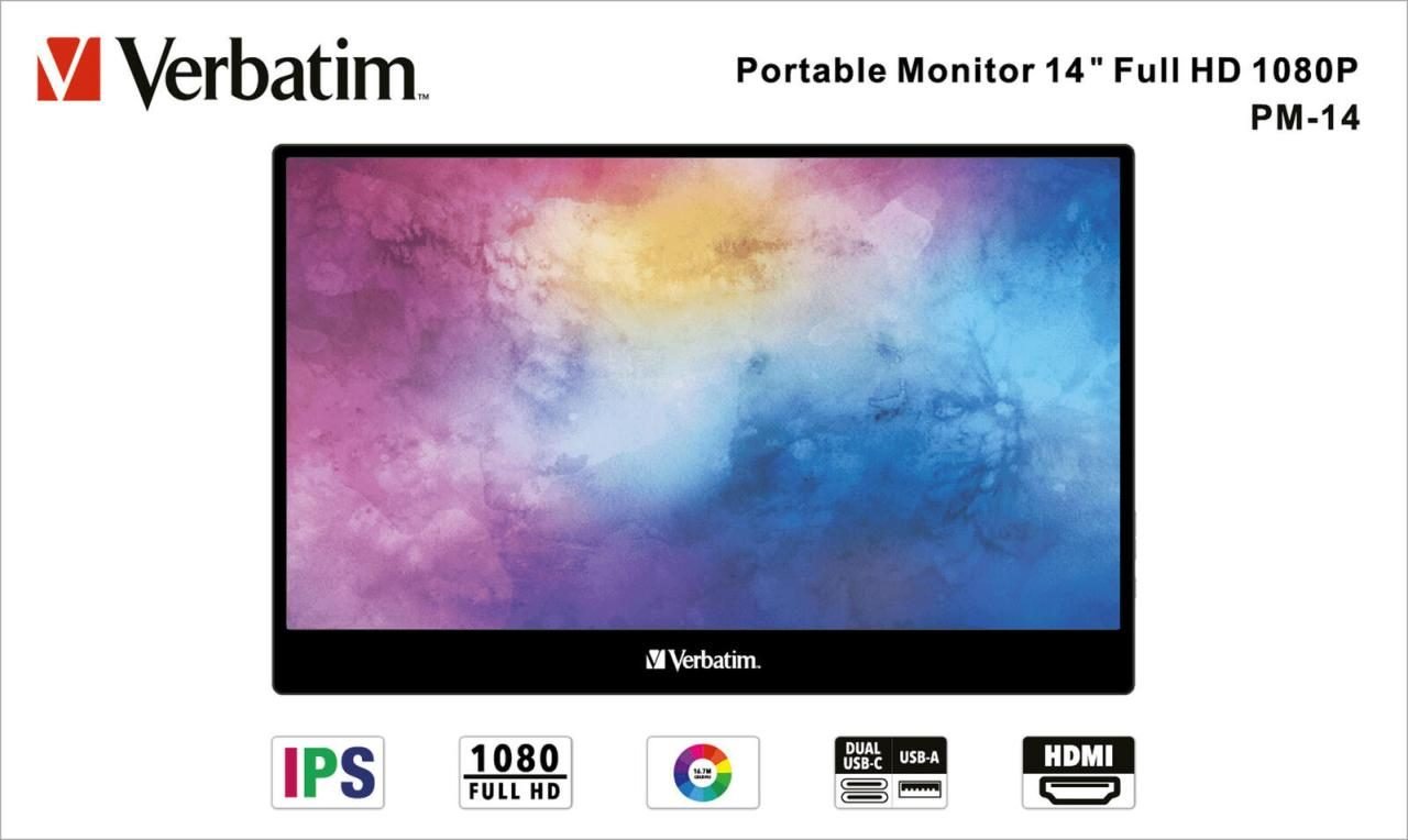 Verbatim Portable PM-14 Monitor 30,6 cm (14,0 Zoll) schwarz