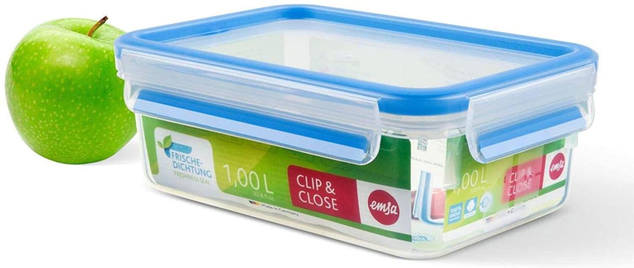 Thumbnail - emsa Frischhaltedose CLIP & CLOSE 7 cm hoch 1,0 l transparent, blau