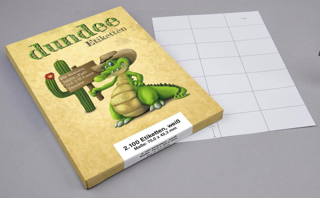 Thumbnail - dundee Etiketten D585099 weiß 70,0 x 42,3 mm