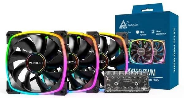 Montech Lüfter 3er Pack AX120 PWM, 120mm, Schwarz