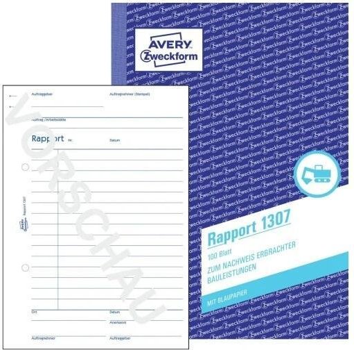 Thumbnail - AVERY Zweckform Rapport A5 mit Blaupapier - 100 Blatt