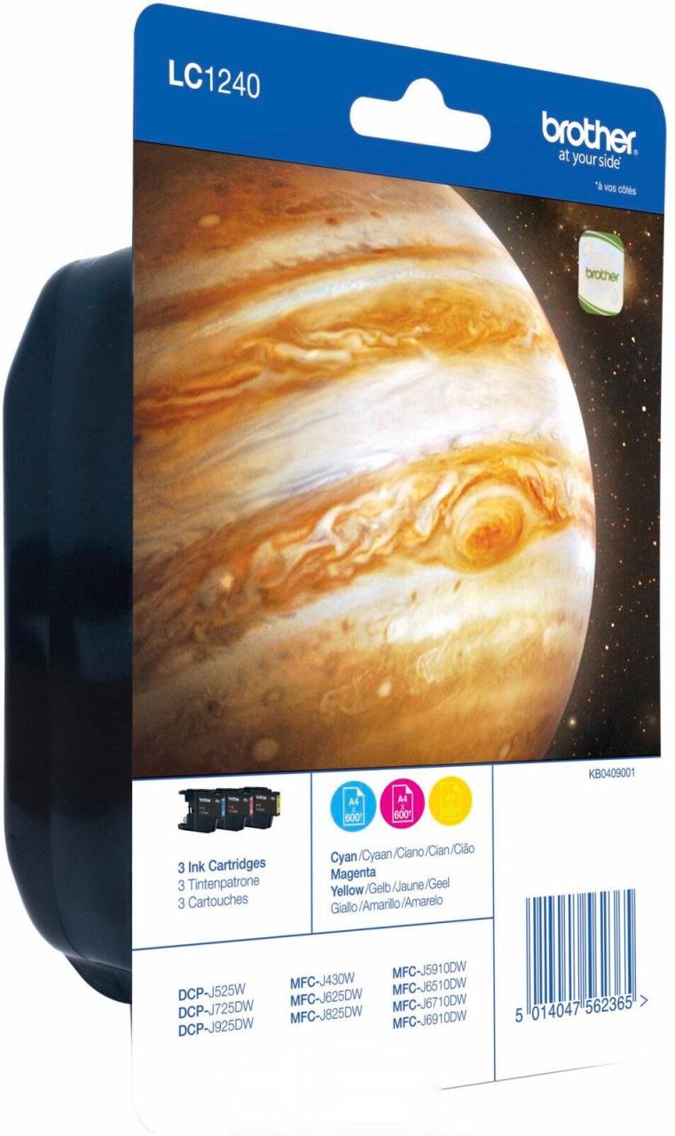 Brother Original LC-1240 Druckerpatronen 3er Multipack C/M/Y 1.800 Seiten (LC1240RBWBPDR)